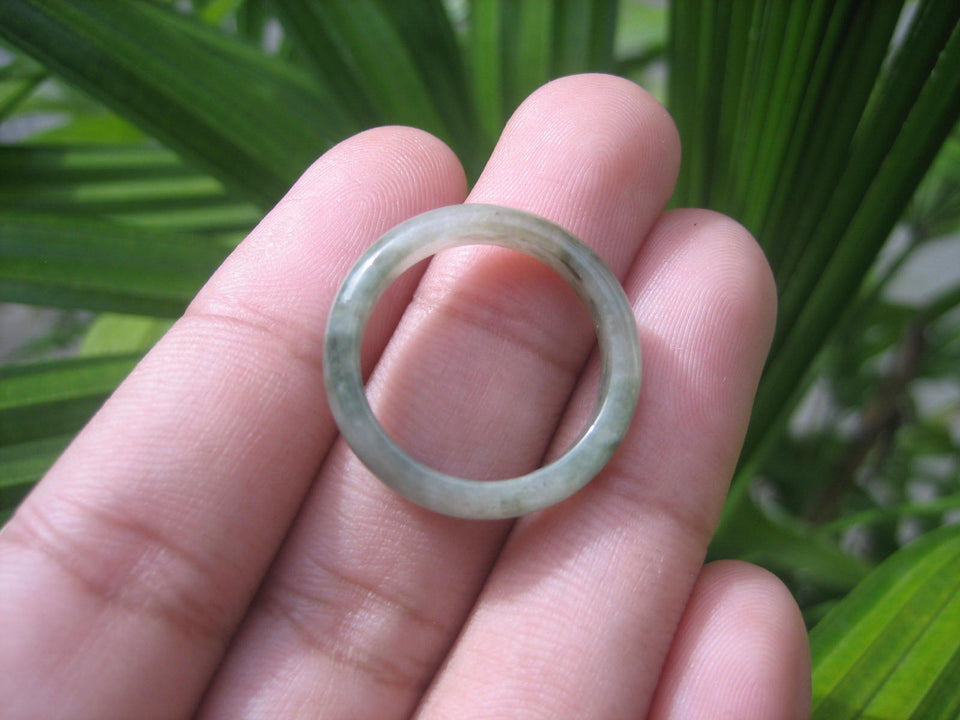 Natural Jadeite Jade ring Thailand jewelry stone mineral size  7.25 US   E 59130