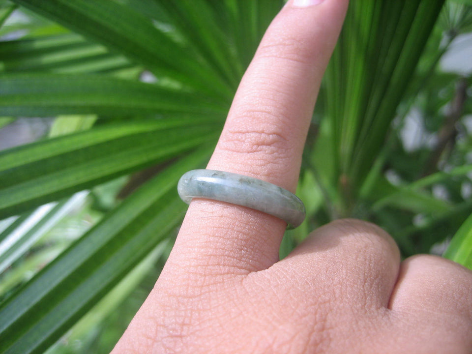 Natural Jadeite Jade ring Thailand jewelry stone mineral size  7.25 US   E 59130