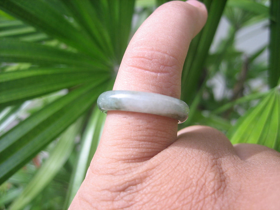 Natural Jadeite Jade ring Thailand jewelry stone mineral size  7.25 US   E 59130