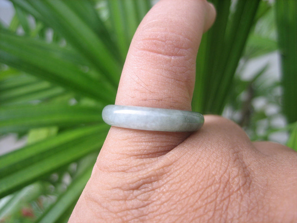 Natural Jadeite Jade ring Thailand jewelry stone mineral size  7 US   E 59127