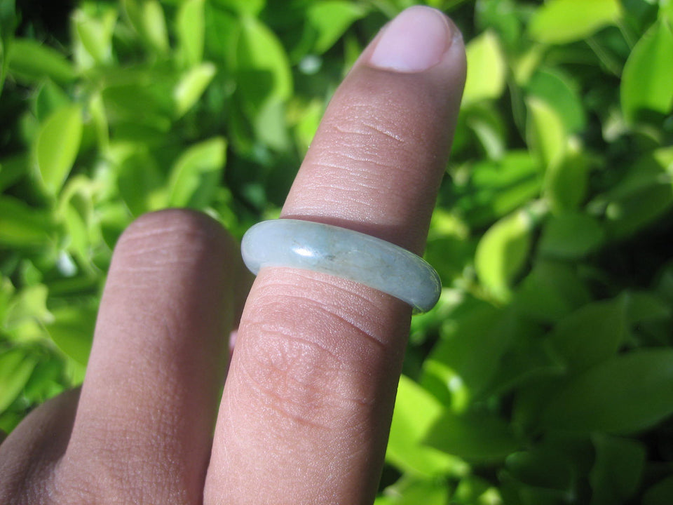 Natural Jadeite Jade ring Thailand jewelry stone mineral size  6.75 US   E 59159