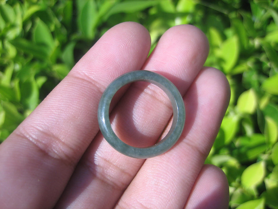 Natural Jadeite Jade ring Thailand jewelry stone mineral size  7 US   E 59158