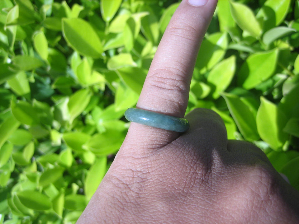 Natural Jadeite Jade ring Thailand jewelry stone mineral size  7 US   E 59158