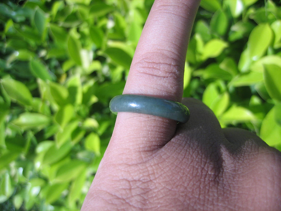 Natural Jadeite Jade ring Thailand jewelry stone mineral size  7 US   E 59156