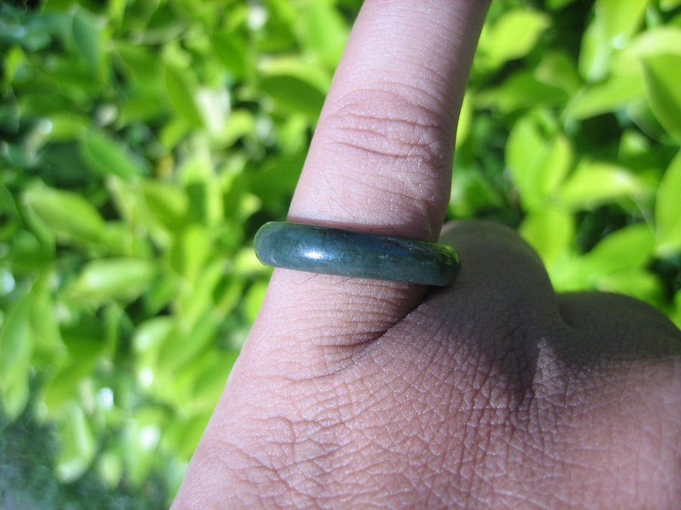 Natural Jadeite Jade ring Thailand jewelry stone mineral size  7 US   E 59156