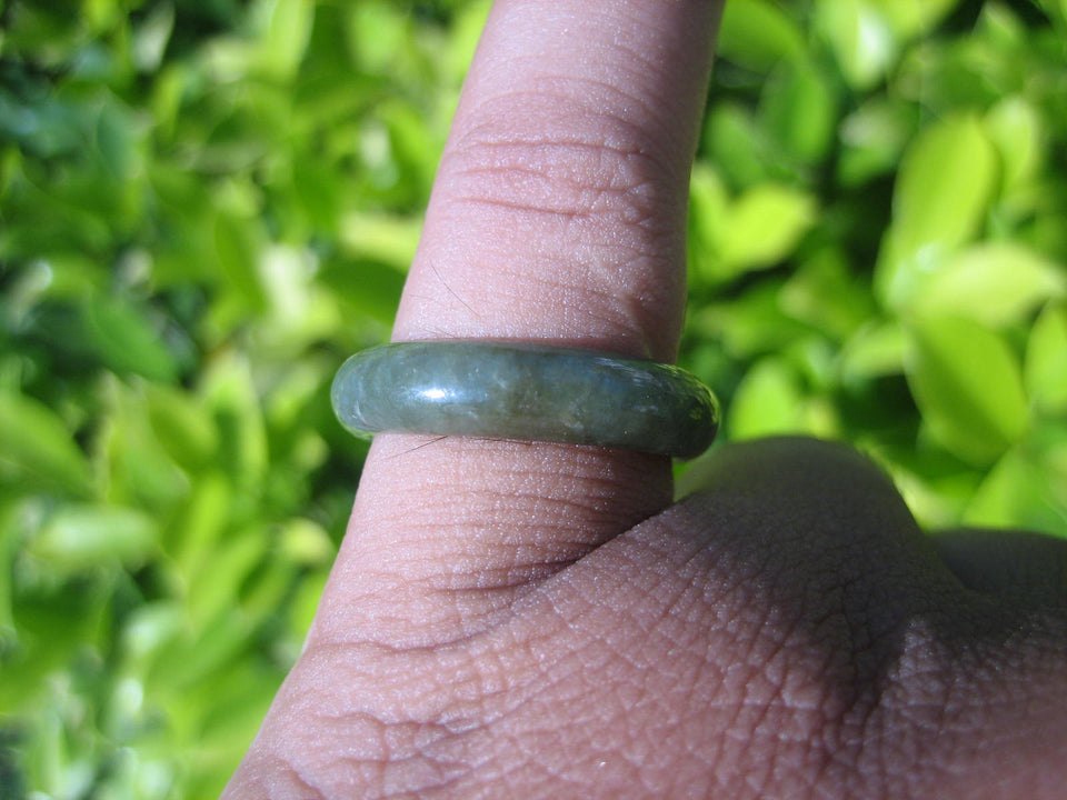 Natural Jadeite Jade ring Thailand jewelry stone mineral size  6.5 US   E 59150