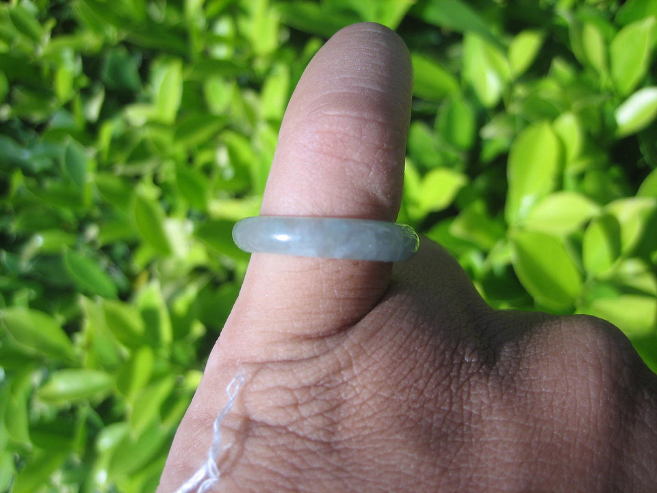 Natural Jadeite Jade ring Thailand jewelry stone mineral size  6.75 US   E 59149