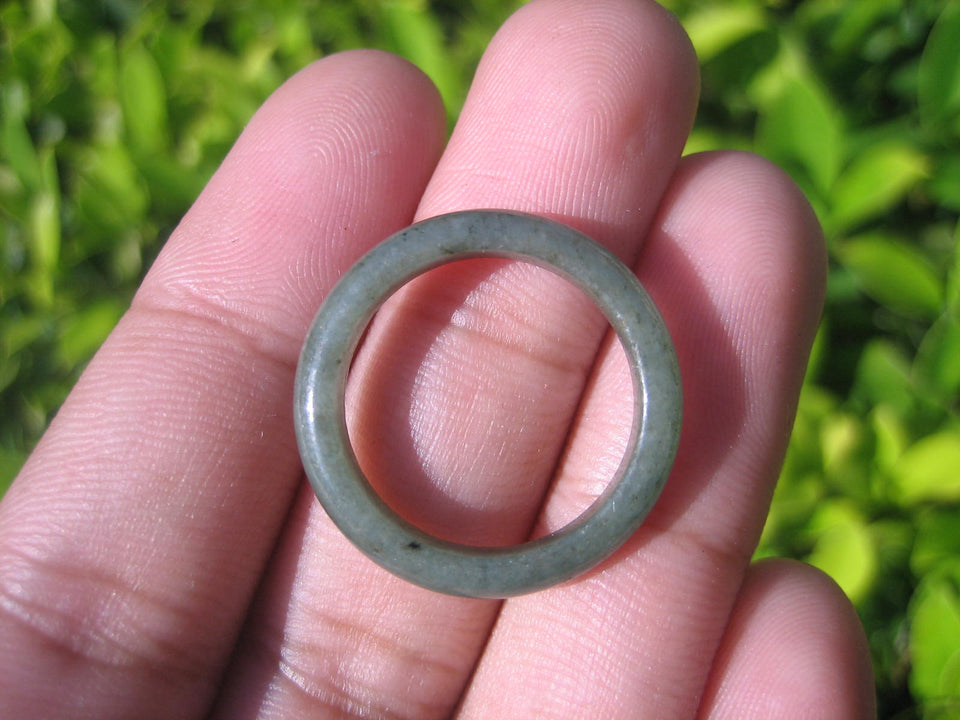 Natural Jadeite Jade ring Thailand jewelry stone mineral size  7.5 US   E 59148