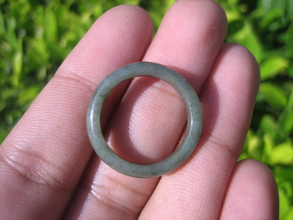 Natural Jadeite Jade ring Thailand jewelry stone mineral size  7.5 US   E 59148
