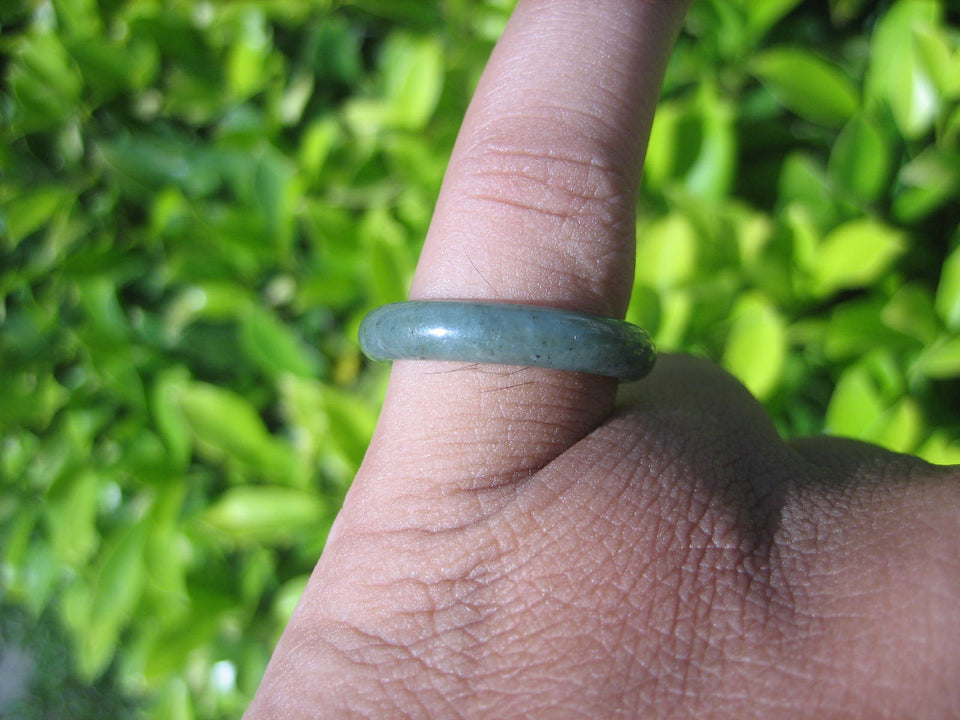 Natural Jadeite Jade ring Thailand jewelry stone mineral size  7.5 US   E 59148