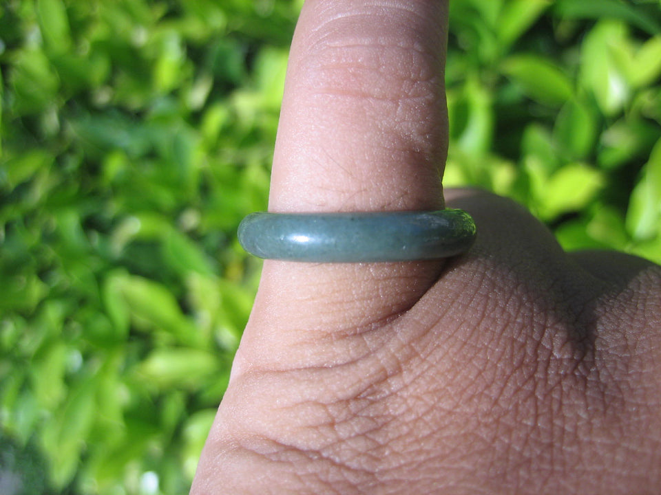 Natural Jadeite Jade ring Thailand jewelry stone mineral size  7.5 US   E 59148