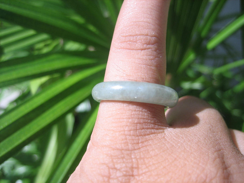 Natural Jadeite Jade ring Thailand jewelry stone mineral size  7 US   E 59171