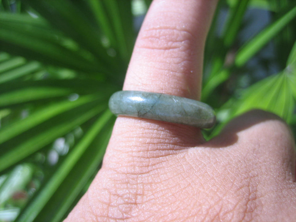 Natural Jadeite Jade ring Thailand jewelry stone mineral size  7.5 US   E 59169