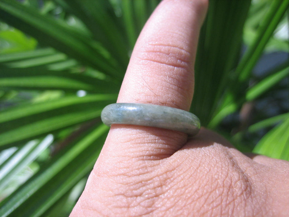 Natural Jadeite Jade ring Thailand jewelry stone mineral size  6.75 US   E 59165