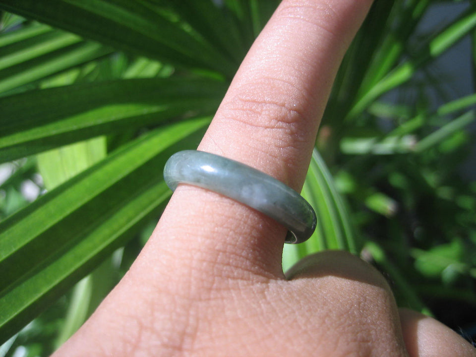 Natural Jadeite Jade ring Thailand jewelry stone mineral size  7 US   E 59172