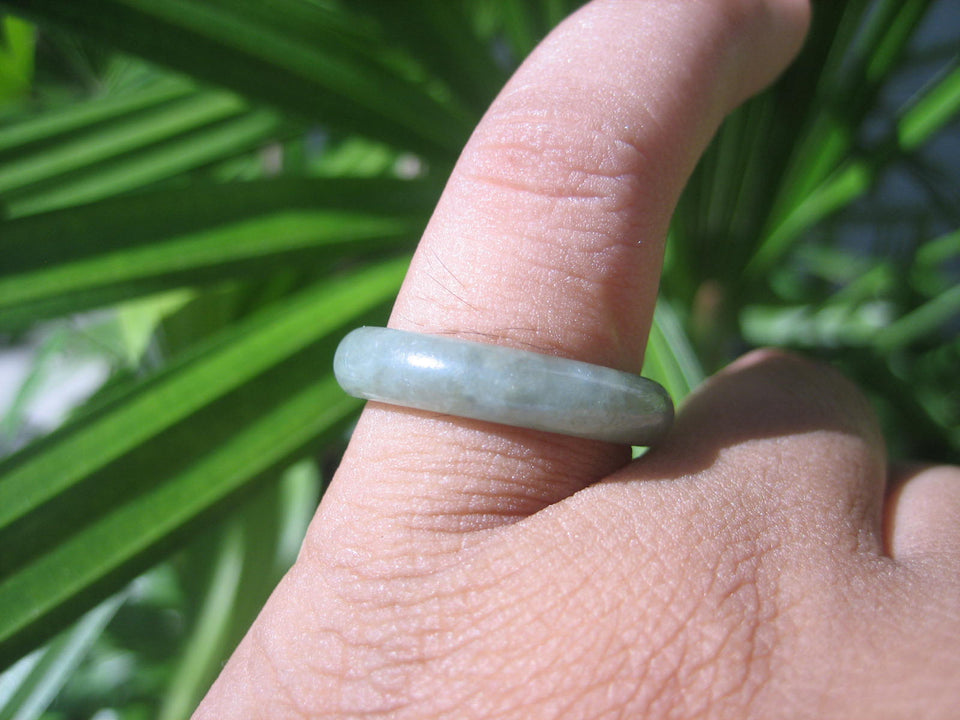 Natural Jadeite Jade ring Thailand jewelry stone mineral size  7 US   E 59171
