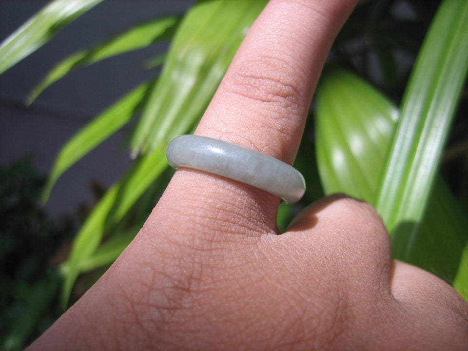 Natural Jadeite Jade ring Thailand jewelry stone mineral size  7 US   E 59188