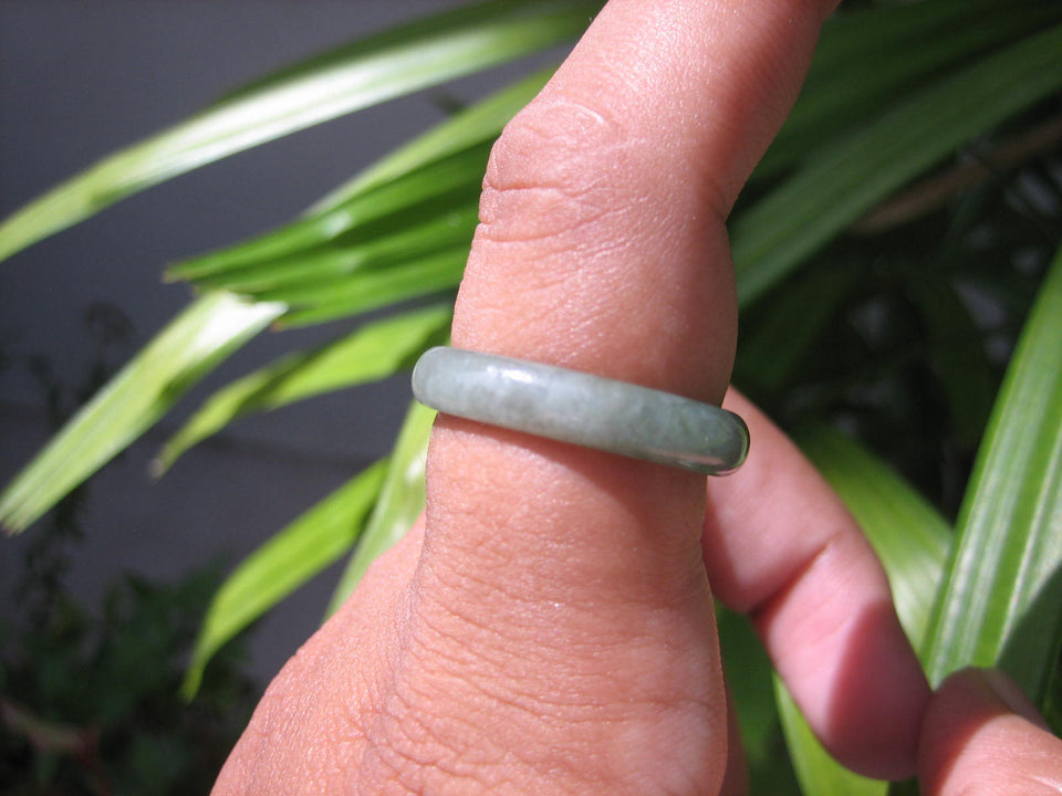 Natural Jadeite Jade ring Thailand jewelry stone mineral size  9.5 US   E 59187