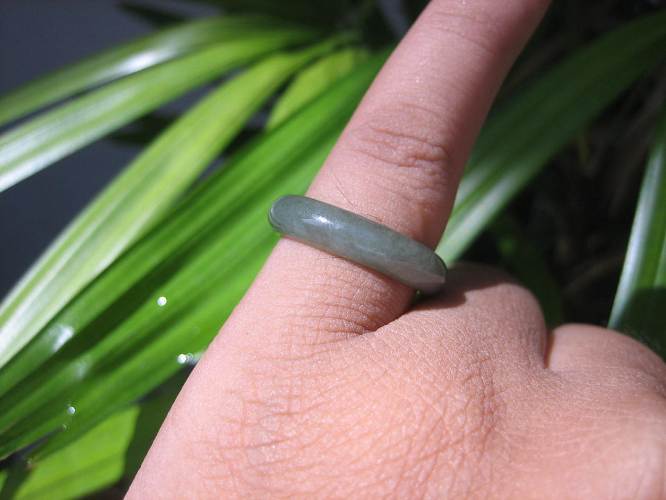 Natural Jadeite Jade ring Thailand jewelry stone mineral size  6.75 US   E 59191