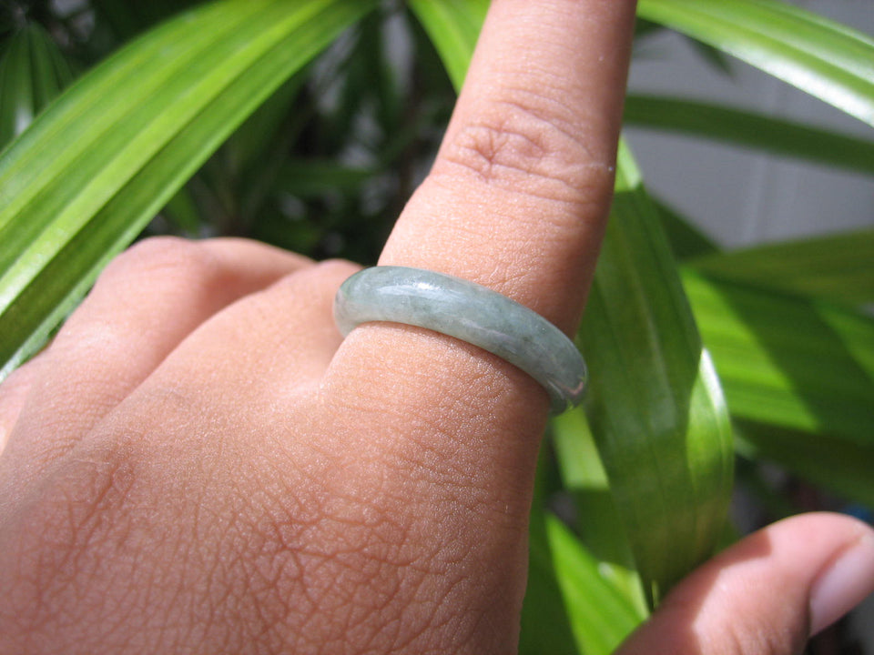 Natural Jadeite Jade ring Thailand jewelry stone mineral size  9.5 US   E 59181