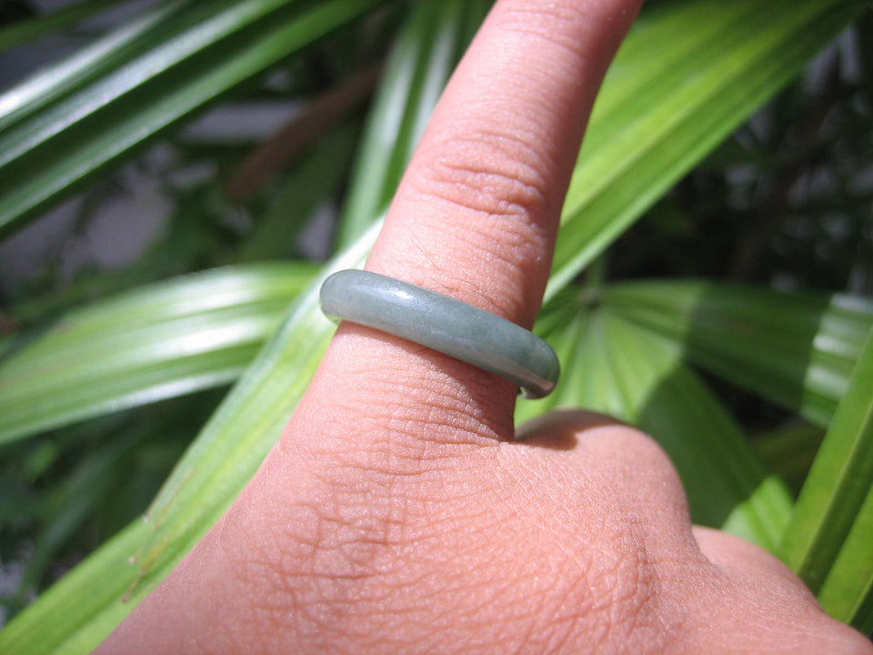 Natural Jadeite Jade ring Thailand jewelry stone mineral size  7 US   E 59179