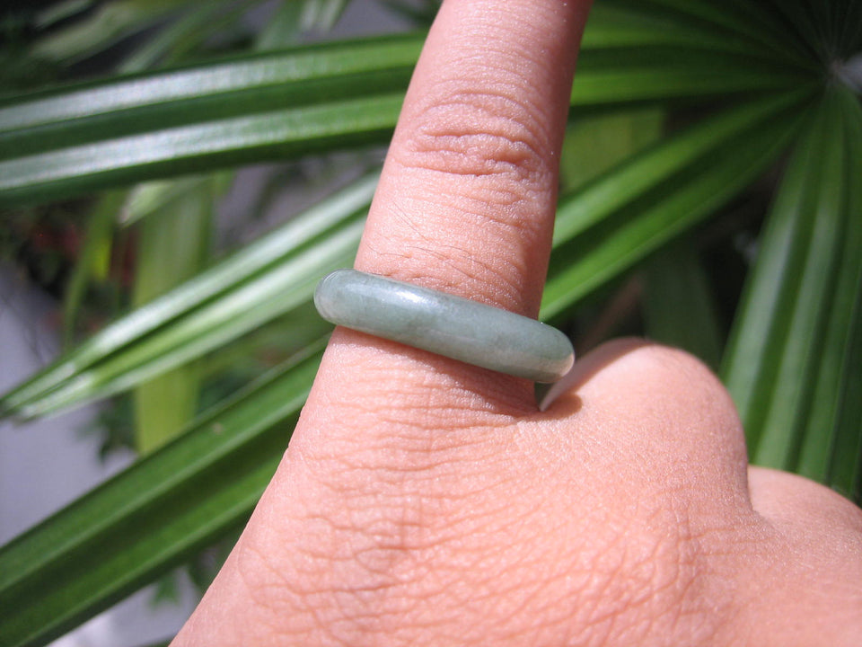 Natural Jadeite Jade ring Thailand jewelry stone mineral size  7 US   E 59178