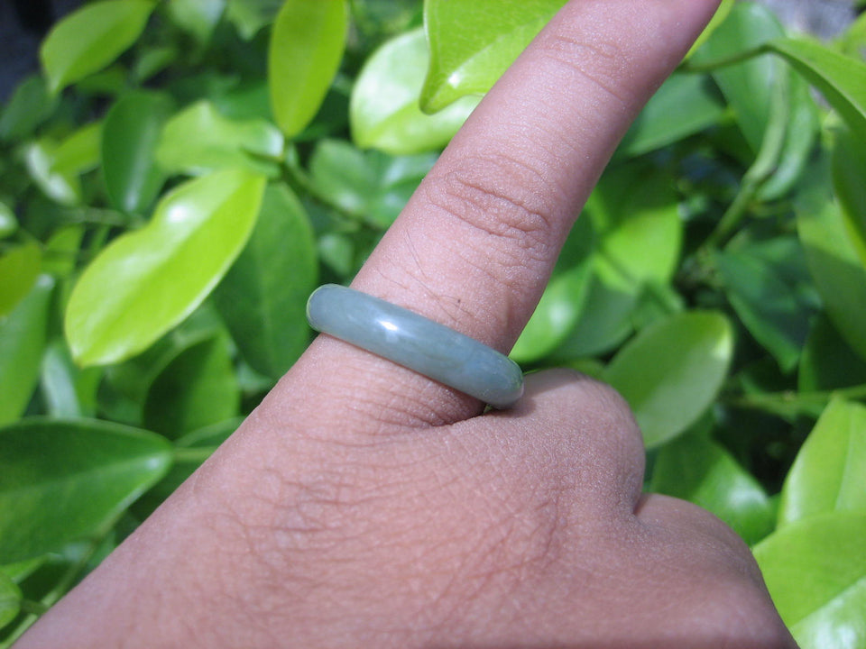 Natural Jadeite Jade ring Thailand jewelry stone mineral size  7 US   E 59175