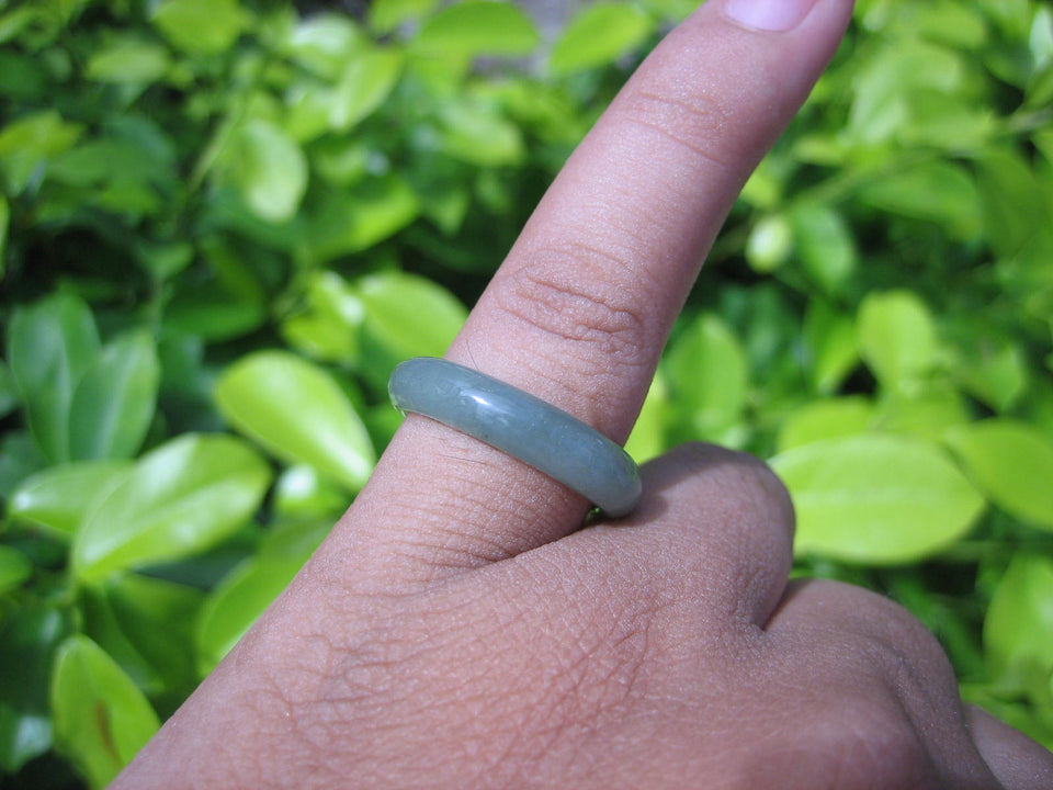 Natural Jadeite Jade ring Thailand jewelry stone mineral size  7 US   E 59173
