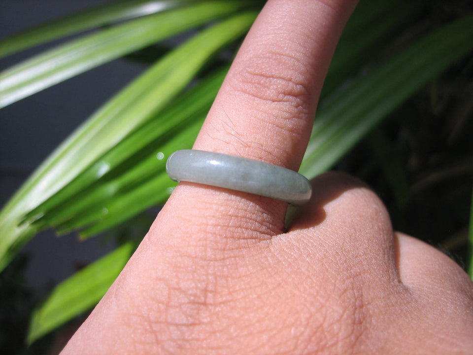 Natural Jadeite Jade ring Thailand jewelry stone mineral size  7 US   E 59190