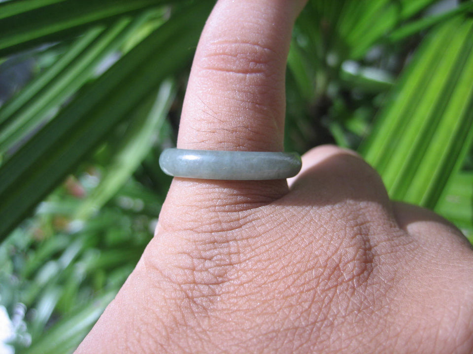 Natural Jadeite Jade ring Thailand jewelry stone mineral size  7 US   E 59197