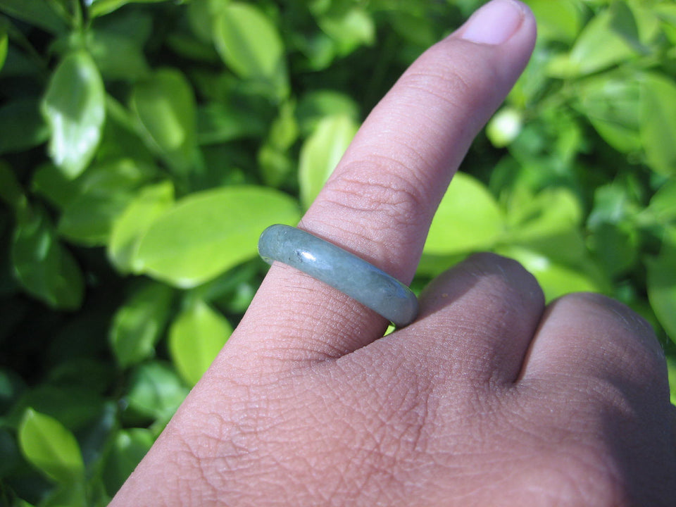 Natural Jadeite Jade ring Thailand jewelry stone mineral size  7.5 US   E 591102