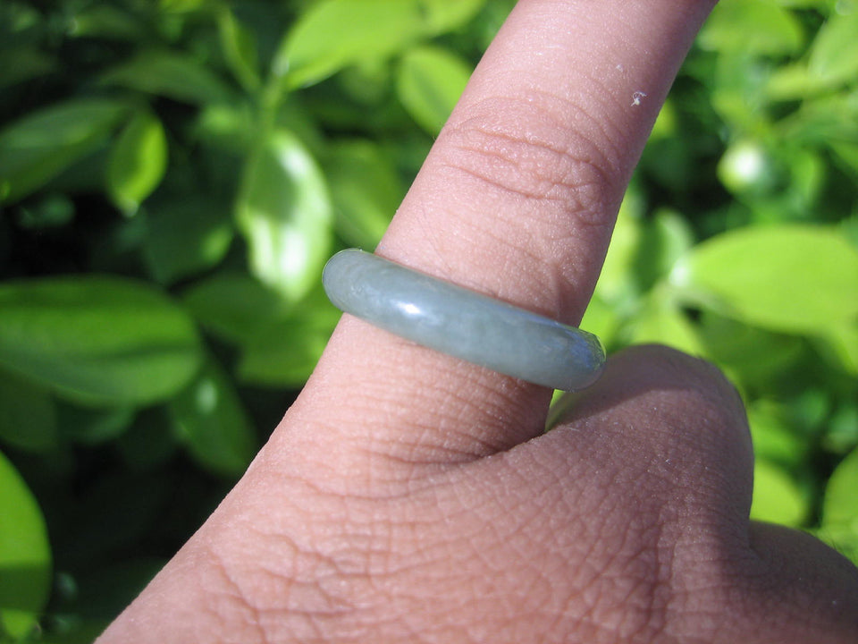 Natural Jadeite Jade ring Thailand jewelry stone mineral size  7.5 US   E 591101