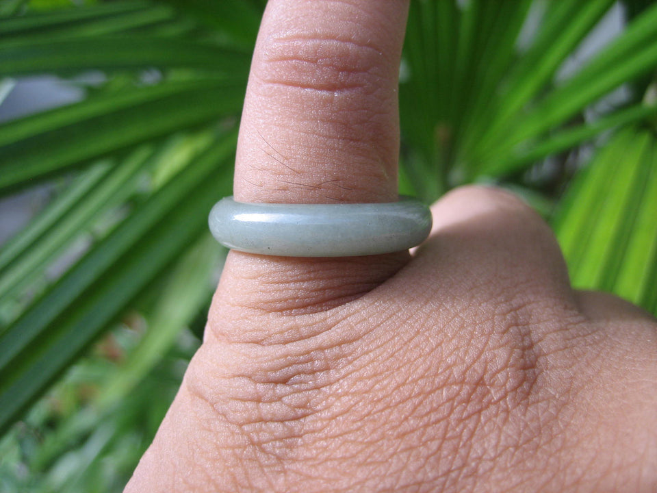 Natural Jadeite Jade ring Thailand jewelry stone mineral size  7 US   E 59192