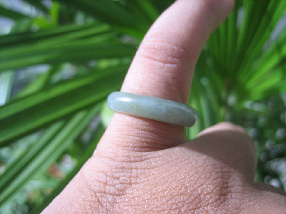 Natural Jadeite Jade ring Thailand jewelry stone mineral size  7 US   E 59194