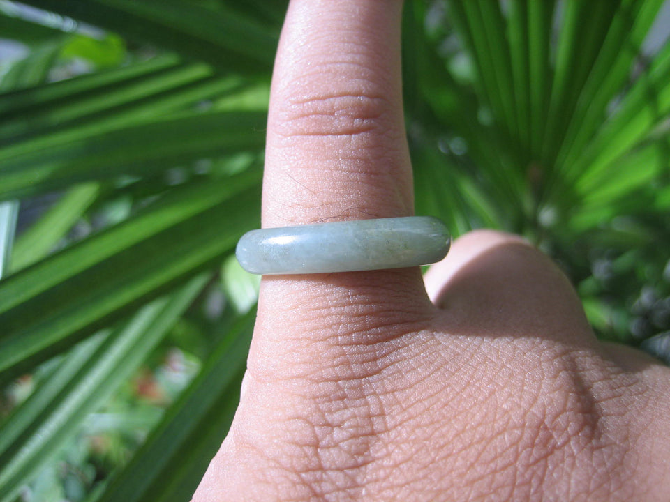 Natural Jadeite Jade ring Thailand jewelry stone mineral size  7 US   E 59194