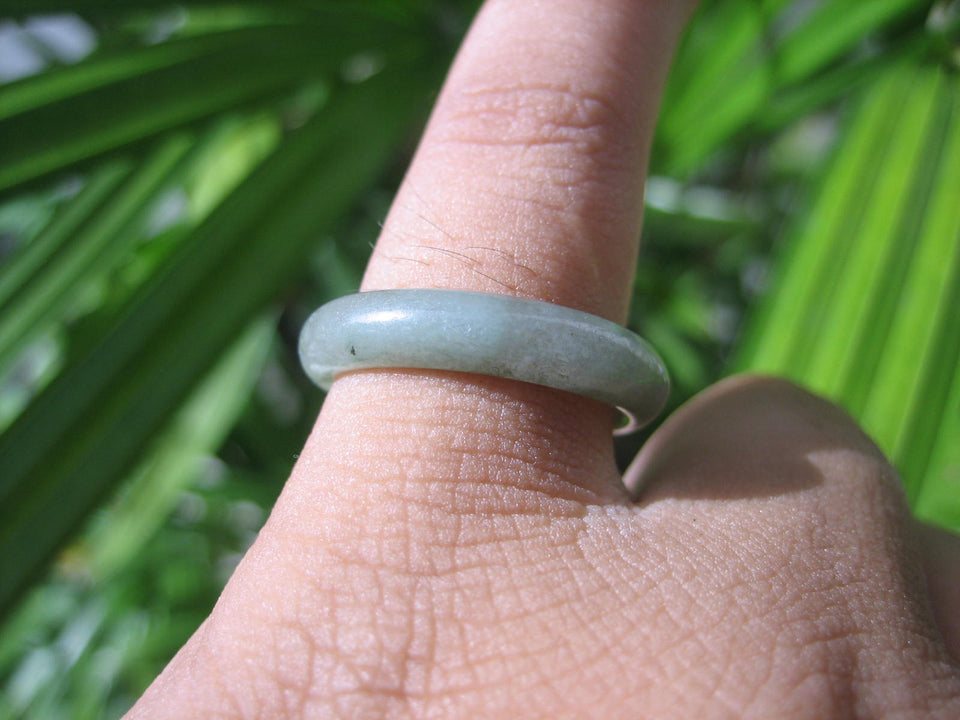Natural Jadeite Jade ring Thailand jewelry stone mineral size  7.25 US   E 59193