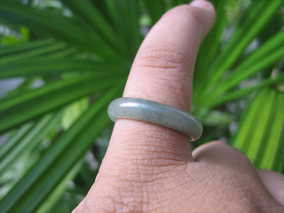 Natural Jadeite Jade ring Thailand jewelry stone mineral size  7 US   E 59196