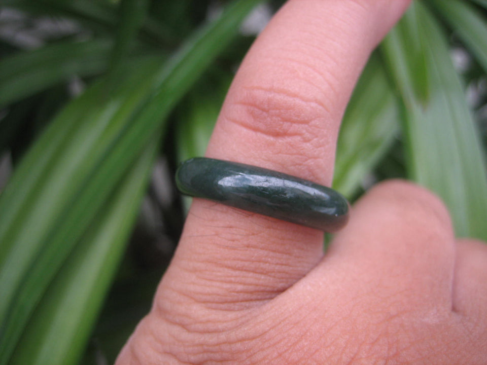 Natural Jadeite Jade ring Thailand jewelry stone mineral size 7 US  EA 013