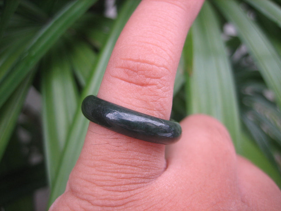 Natural Jadeite Jade ring Thailand jewelry stone mineral size 7 US  EA 013