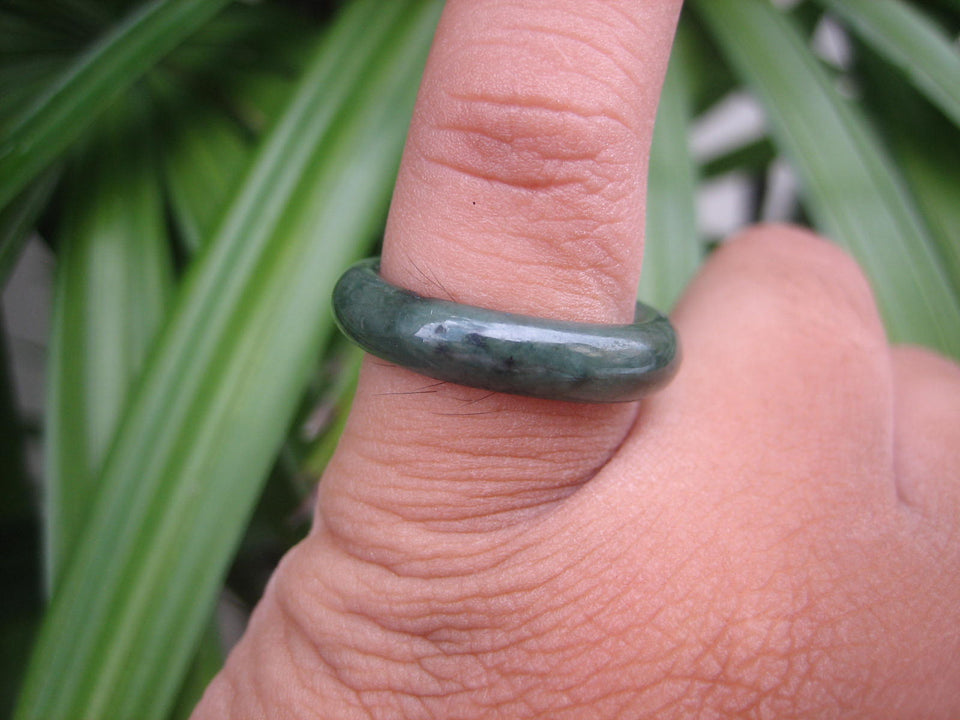 Natural Jadeite Jade ring Thailand jewelry stone mineral size 6.75 US  EA 016