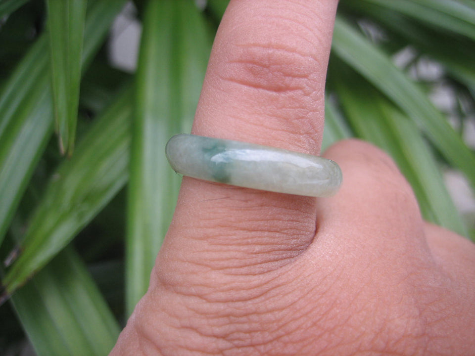 Natural Jadeite Jade ring Thailand jewelry stone mineral size 7 US  EA 015