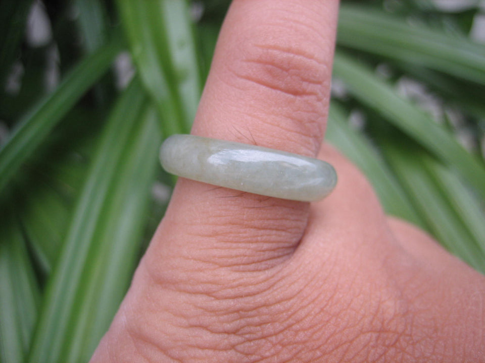 Natural Jadeite Jade ring Thailand jewelry stone mineral size 7 US  EA 015