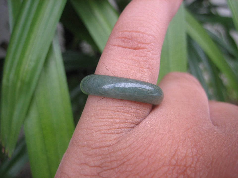 Natural Jadeite Jade ring Thailand jewelry stone mineral size 7 US  EA 017