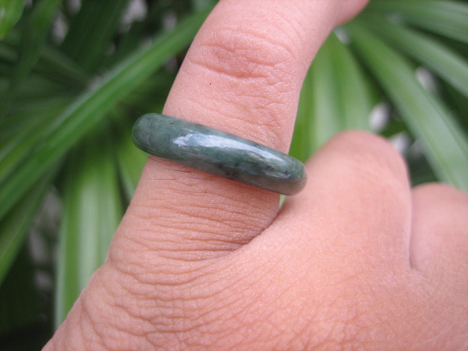 Natural Jadeite Jade ring Thailand jewelry stone mineral size 6.75 US  EA 016