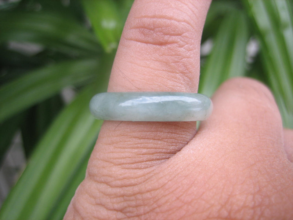 Natural Jadeite Jade ring Thailand jewelry stone mineral size 7 US  EA 012