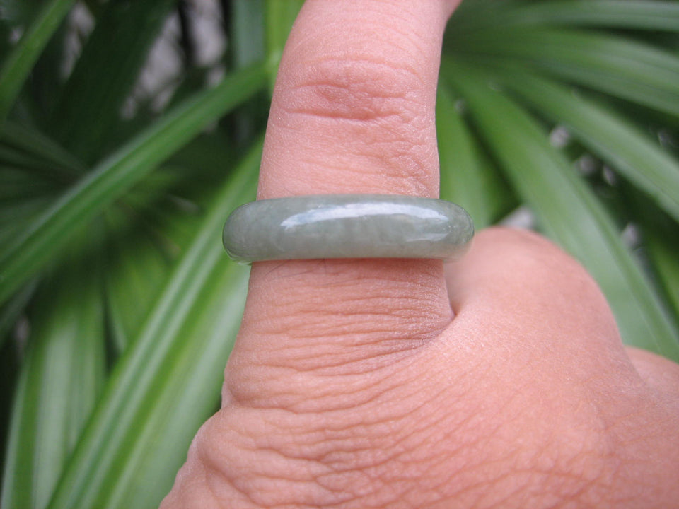 Natural Jadeite Jade ring Thailand jewelry stone mineral size 7 US  EA 020