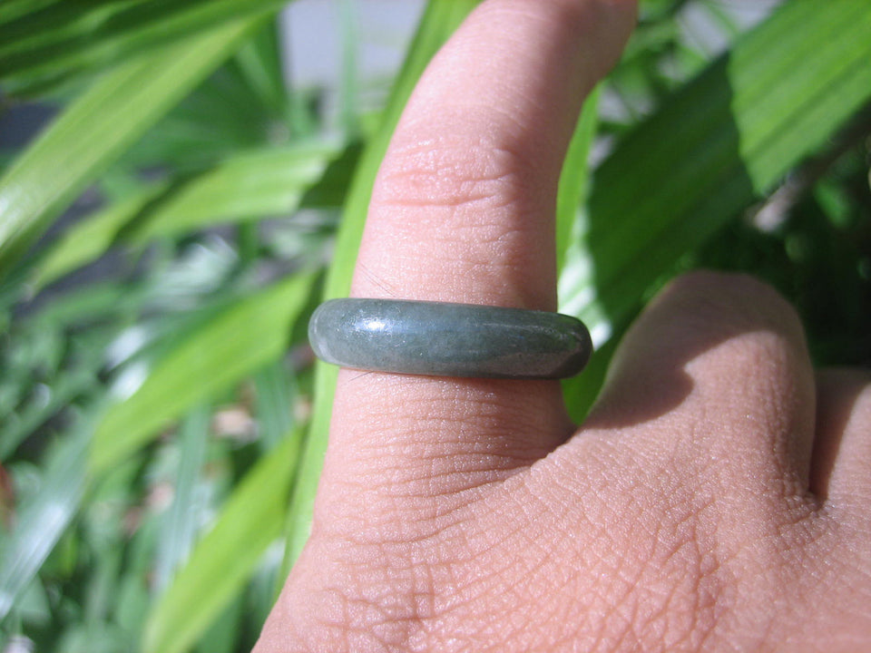Natural Jadeite Jade ring Thailand jewelry stone mineral size  6.75 US  EA 036