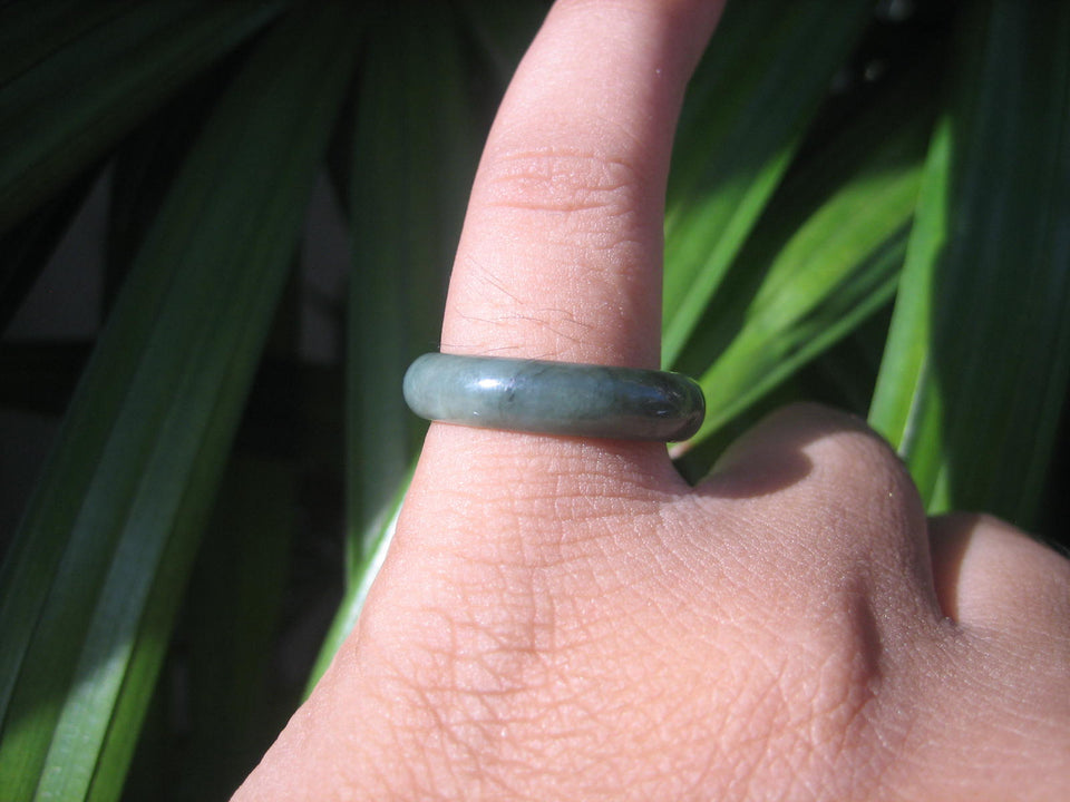 Natural Jadeite Jade ring Thailand jewelry stone mineral size  7.25 US  EA 026