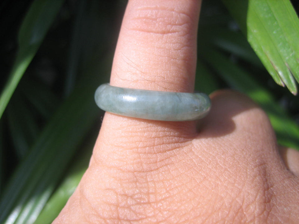 Natural Jadeite Jade ring Thailand jewelry stone mineral size  6.75 US  EA 025
