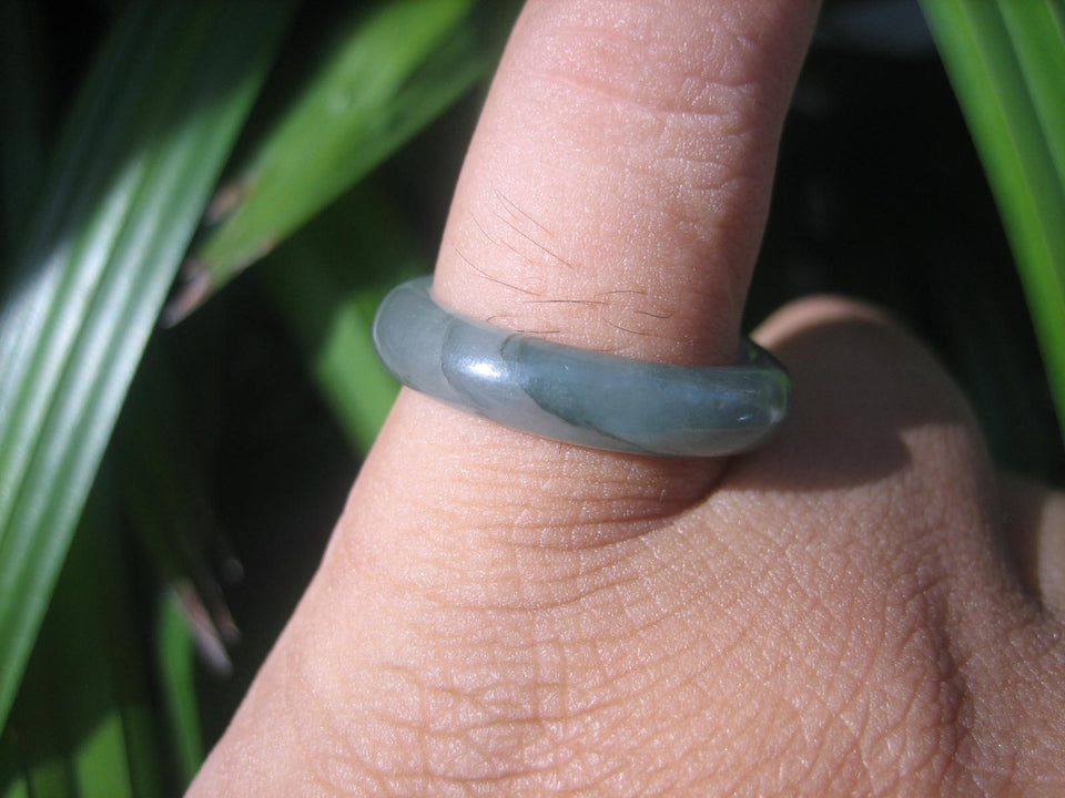 Natural Jadeite Jade ring Thailand jewelry stone mineral size  7 US  EA 023